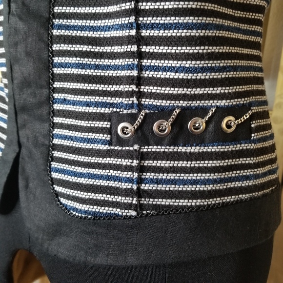 White House Black Market Tweed Jacket Blue 2 Chain - Picture 7 of 7